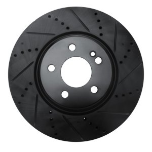 Mercedes-Benz GLC350e Brake Rotor (1) - Rear Right - R1 Concepts - Drilled & Slotted - Black - `16-`23